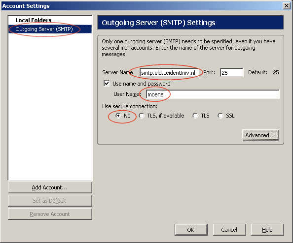 Thunderbird Account Settings Panel