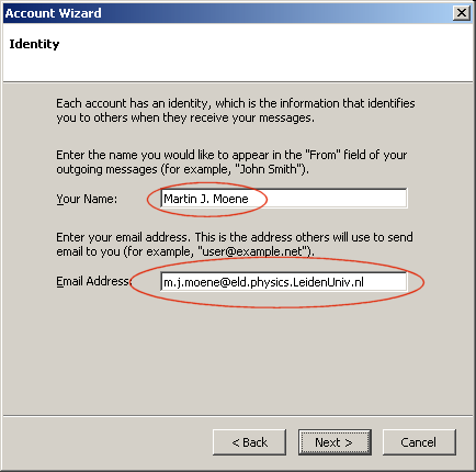 Thunderbird Account Wizard Identity