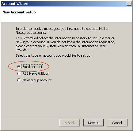 Thunderbird Account Wizard New Account Setup