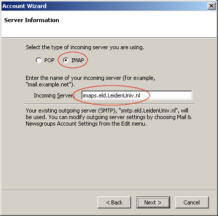 Thunderbird Account Wizard Server Information