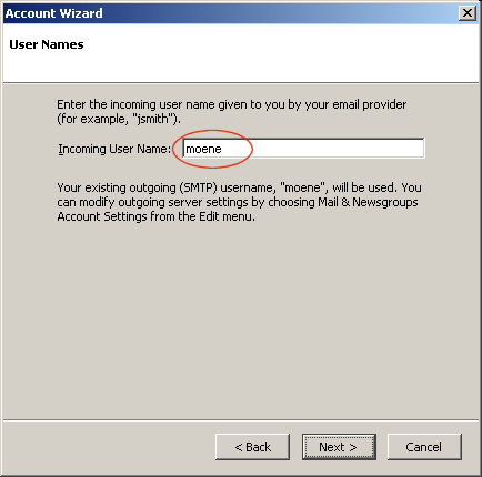 Thunderbird Account Wizard User Names